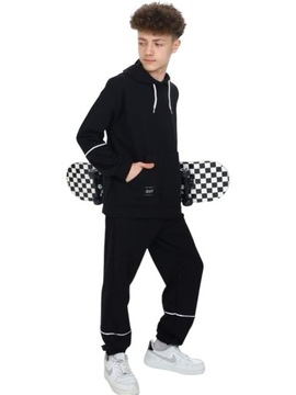 DRES SPORTOWY CHŁOPIĘCY MŁODZIEŻOWY KOMPLET BLUZA Z KAPTUREM SPODNIE 152