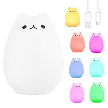 НОЧНИК ДЛЯ ДЕТЕЙ, LED SILICONE RGB, TOUCH SOFT CUDDLE CAT