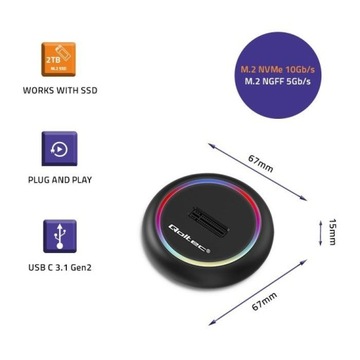 Док-станция для твердотельных накопителей M.2 | НВМе | САТА | USB-C | 2 ТБ