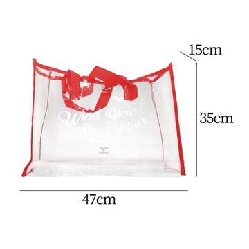 Прозрачная сумка Тоте водоустойчивая облегченная хозяйственная сумка ПВК, красный цвет пляжной сумки