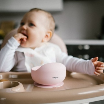MISECZKA Z PRZYSSAWKĄ DLA NIEMOWLĄT BABYONO MISKA SILIKONOWA DLA DZIECI RÓŻ