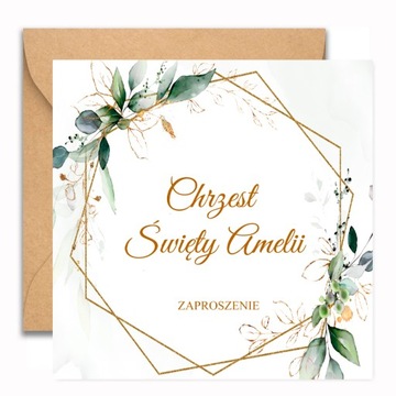 ZAPROSZENIA NA CHRZEST IMIĘ KOPERTA EUKALIPTUS 118