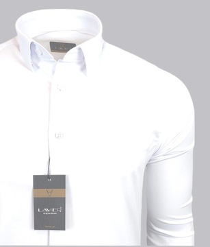 Koszula męska Biała dopasowana Lavier - SLIM FIT Bawełna Rozmiar XL