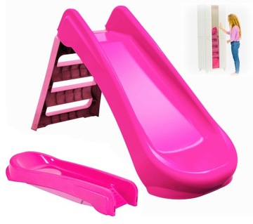 ZJEŻDŻALNIA dla DZIECI 130 cm SKŁADANA Duża RÓŻOWA Ślizgawka PINK