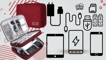 ORGANIZER PODRÓŻNY TORBA NA KABLE ŁADOWARKI 5 RZEPÓW POJEMNA ZAMEK PODRÓŻ