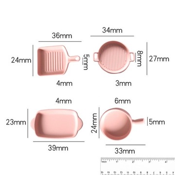 4x кухонные принадлежности для кукольного домика, кухонные принадлежности, мини-принадлежности для вечеринок, духовка, розовая тарелка