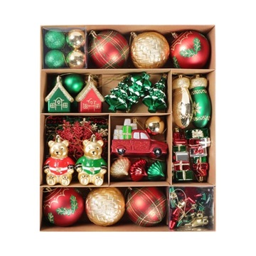 70x Набор елочных игрушек в форме шаров. Небьющиеся украшения.