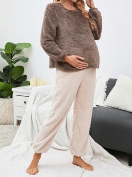 SHEIN КОМПЛЕКТ ДЛЯ ПЕРЕДОВЫХ БРЮКИ + СВИТШОТ, БЕЖЕВЫЙ И КОРИЧНЕВЫЙ L 698