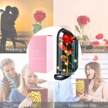 ВЕЧНАЯ РОЗА В КРАСНОМ СТЕКЛЕ В ПОДАРОЧНОЙ КОРОБКЕ