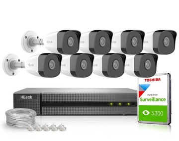 Zestaw do monitoringu HiLook NVR-8CH-5MP/8P, 8x IPCAM-B5, 1TB, Akcesoria