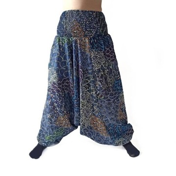 Szarawary spodnie cienkie alladynki joga granatowe