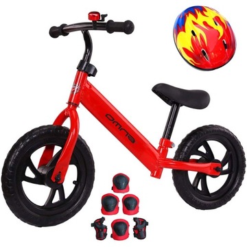 Rowerek biegowy balansowy dla dzieci + kask, ochraniacze, dzwonek rowerowy