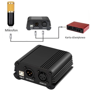БЛОК ПИТАНИЯ УСИЛИТЕЛЬ ДЛЯ АНАЛОГОВЫХ XLR ФАНТОМНЫХ МИКРОФОНОВ +48 В USB