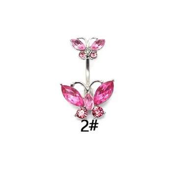 1PC Butterfly Belly Button Ring For Women Zircon Heart Navel Piercing