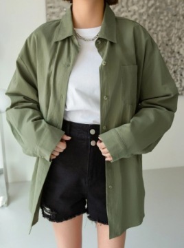 KOSZULA OVERSIZE Z NAPISEM ZIELONA CASUAL M 1VWH