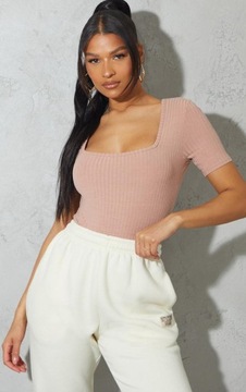 PRETTYLITTLETHING Y5N PRĄŻKOWANE BODY RÓŻOWE R. XS