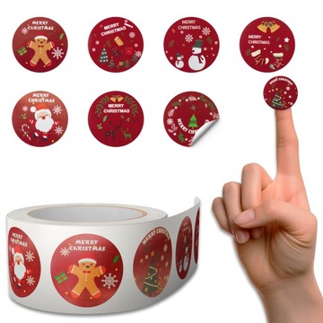 NAKLEJKI ŚWIĄTECZNE X 500 ROLKA WESOŁYCH ŚWIĄT NA PREZENTY PACZKI ŚWIĘTA