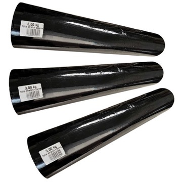 3x FOLIA DO PAKOWANIA STRECH - MEGA MOCNA - CZARNA - 3KG NETTO