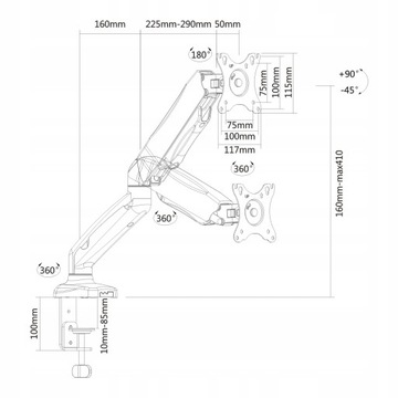 НАСТОЛЬНЫЙ ПОВОРОТНЫЙ ДЕРЖАТЕЛЬ ЖК-МОНИТОРА GAS 13-32