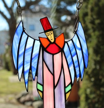 Витраж Анхель Пьеро Тиффани сиреневый розовый