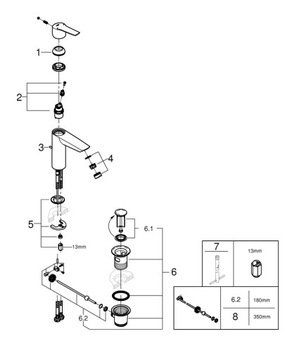 GROHE QUICKFIX M ДЛЯ РАКОВИНЫ СО СЛИВОМ