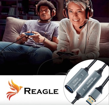 Удлинительный кабель Reagle USB-A, 10 м, активный кабель USB 3.2 Gen 1, 5 Гбит/с + усилитель
