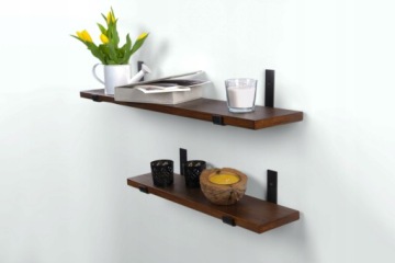 Подвесная настенная полка из дуба в стиле лофт, 40 см, дерево