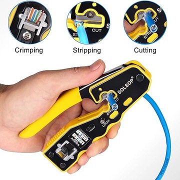 ТЕСТЕР ОБЖИМНОГО ИНСТРУМЕНТА SOLSOP CLIPPER СКВАЖНЫЕ РАЗЪЕМЫ RJ45 НАБОР