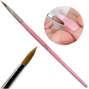 Pędzelek do akrylu RÓŻOWY nr6 acrylic brush pędzel do paznokci SEOL