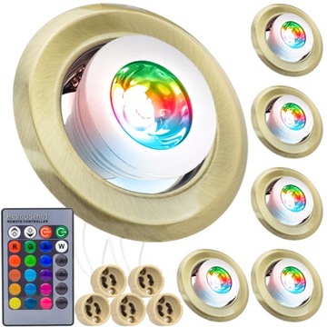 5x OPRAWKA HALOGENOWA SUFITOWA ŻARÓWKA LED RGB