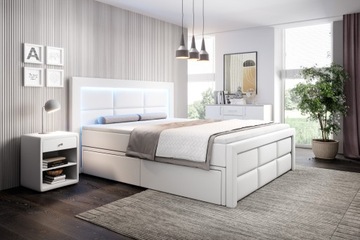 ŁÓŻKO KONTYNETALNE ASPEN 180/200 - LED, POJEMNIKI