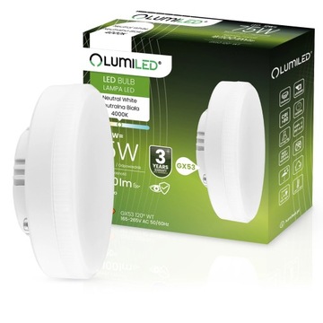 Żarówka LED GX53 12W = 75W 1100lm 4000K Neutralna 120°