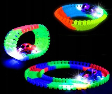 TOR SAMOCHODOWY ŚWIECĄCY FLUORESCENCYJNY WYŚCIGOWY AUTKO LEDOWE ELASTYCZNY