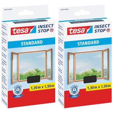 Moskitiera na okno STANDARD tesa 1,30m x 1,50m, czarna 2 szt