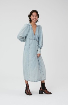 GANNI sukienka 38 M DENIM WASHED WRAP DRESS