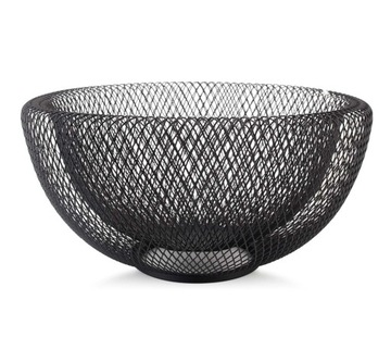 Koszyk na owoce czarny metalowy podwójny 24,5 cm