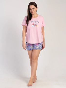 piżama damska DREAMS różowy/lawendowy 4XL/52