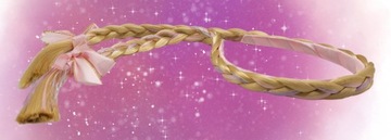 Косы, светлые волосы, ОБОДОК, БАНКИ, розовый, комплект