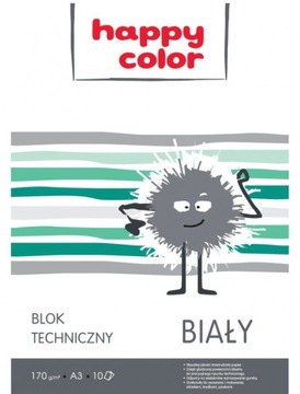 BLOK TECHNICZNY BIAŁY A3 HAPPY COLOR 170g 10ark
