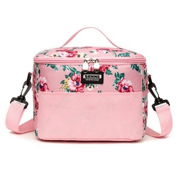 TORBA TERMICZNA IZOLACYJNA LUNCH BOX RÓŻOWA W KWIATY 6L