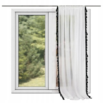 FIRANA BIAŁA WOAL SABLE ZASŁONA z FRĘDZLAMI NA TAŚMIE BOHO 150 x 250