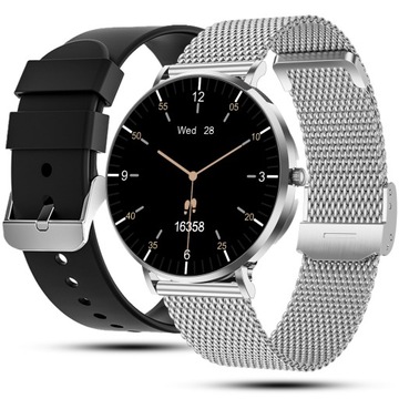 SMARTWATCH ZEGAREK DAMSKI MENU PL ROZMOWY CIŚNIENIE SMART WATCH SREBRNY