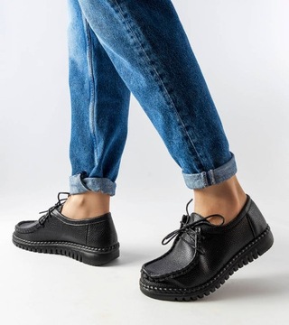 22977 Мокасины на шнуровке черные Тува А022 38