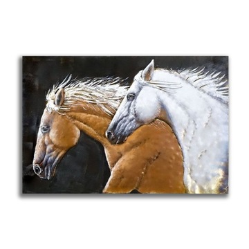 PREZENT OBRAZ metalowy PLAKAT LOFT NATURA KONIE 2