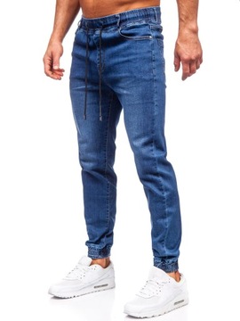 SPODNIE JEANSOWE MĘSKIE JOGGERY GRANATOWE 8122 DENLEY_38/2XL