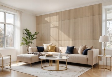 Самоадгезивная ламелла ламелла панель Lamelles 100x60 Бежевая структура панели L01