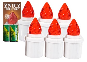 Wkłady LED znicze Czerwone na baterie 118 dni 6szt