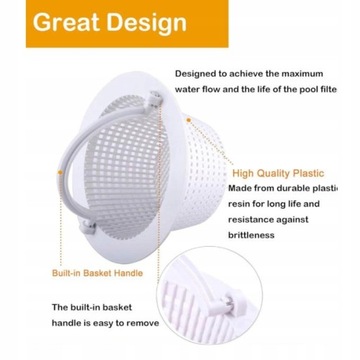 КОРЗИНА ДЛЯ СКИММЕРА ДЛЯ БАССЕЙНА, 2 ШТ, БЕЛЫЙ ПЛАСТИК