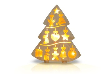 Dekoracja drewniana CHOINKA 3D podświetlana LED 25