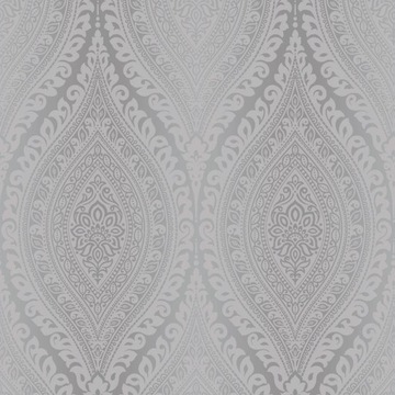 SREBRNA TAPETA WINYLOWA GLAMOUR SZARY ORNAMENT